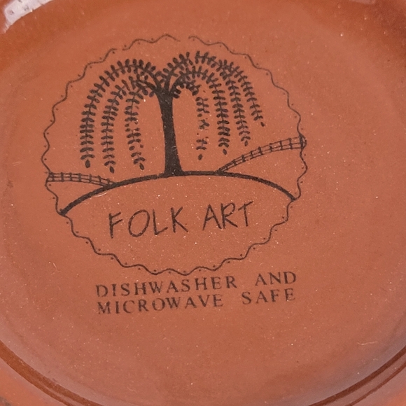 Garden Path Ceramic Cream  & Sugar Set Hand Painted Botanic Folk Art Red Flowers - Picture 3 of 3